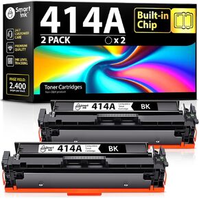 Smart Ink Compatible Toner Cartridge Replacement for HP 414A 414 A with Built-in Chip (2 Black Pack) to use with Color Laserjet Pro MFP M479fdw M479fdn M479fdw M454dw M454dn