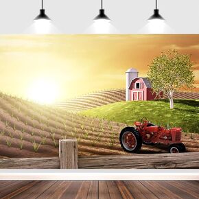 7x5ft Farm Backdrop Sunrise Scene Countryside Agriculture Farmland Truck Barn Photography Background Harvest Party Decorations Kids Adults Portraits Banner Photo Studio Props