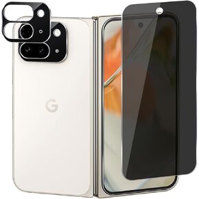 2+2 Pack for Google Pixel 9 Pro Fold Privacy Tempered Glass Front Screen Protector and Camera Lens Protector, Anti-Spy [Anti-Scratch] HD Clarity 9H Hardness [Bubble Free]