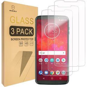 Mr.Shield [3-PACK] مصمم لهاتف Motorola Moto Z3 / Moto Z3 Play [إصدار عرض الغطاء] [زجاج مقسى] واقي شاشة [زجاج ياباني بصلابة 9H] مع استبدال مدى الحياة