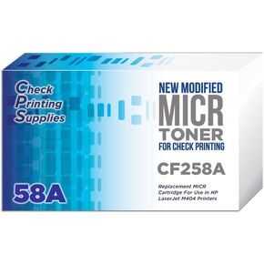 New Modified OEM CF258A MICR Toner Cartridge for use in HP Laserjet M404 Printers for Check Printing - Prints 3000 Pages - Made in USA