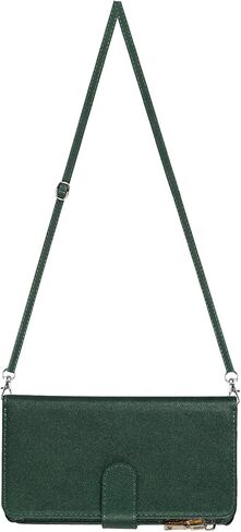 حافظة محفظة كروس لهاتف آيفون 14 برو ماكس مع حامل فتحة للبطاقات، حافظة من جلد البولي يوريثان بجيب بسحاب ومحفظة قلابة وحقيبة يد إغلاق مغناطيسي مع حزام حبل قابل للفصل لهاتف آيفون 14 برو ماكس- أزرق in Kuwait