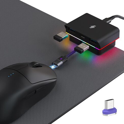 for G Pro X Superlight 2 Gaming Mouse Charging Dock for Razer Viper V3 Pro(2024), Logitech X Superlight 2 and Universal USB C Wireless Mouse Magnetic Desktop Charger RGB Gaming Room/Man Cave in Kuwait
