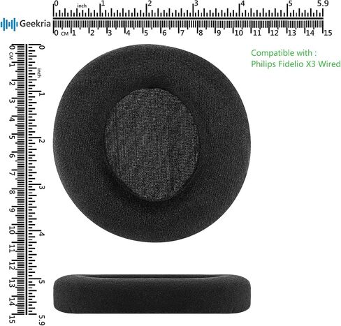 وسائد أذن بديلة من القطيفة المريحة من Geekria لسماعات الرأس السلكية Philips Fidelio X3، وسائد أذن لسماعات الرأس، وقطع إصلاح غطاء أكواب الأذن (أسود) in Saudi Arabia