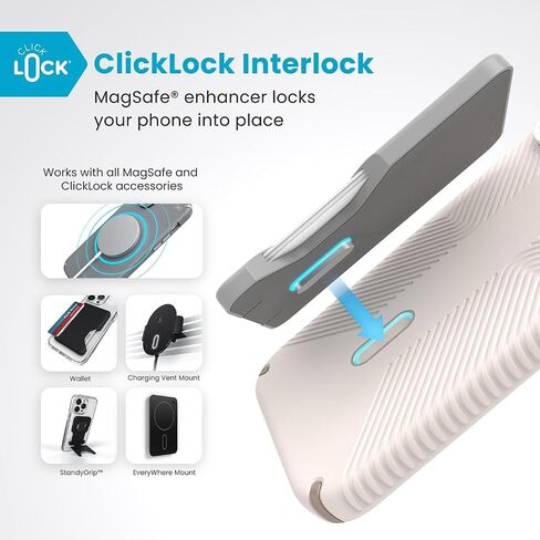 Speck iPhone 16 Pro Max Case MagSafe and ClickLock - Slim Phone Case iPhone 16 Pro Max - iPhone 16 Pro Max Phone Case - Presidio 2 Grip - Bone/Gold in Kuwait