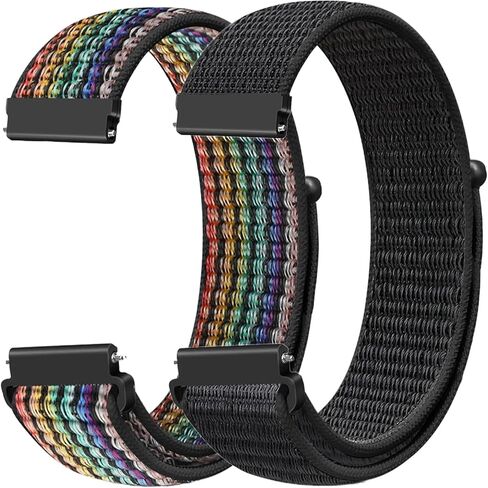 2 Pack Nylon Watch Bands Compatible with 16mm 18mm 19mm 20mm 22mm Watch Bands Quick Release Replacement Wristband, Adjustable Stretchy Straps Fabric Bands for Men Women in Kuwait