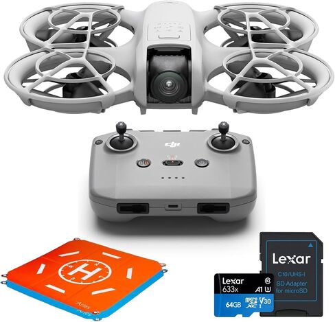 DJI Neo, Mini Drone with 4K UHD Camera for Adults, 135g Self Flying Drone that Follows You, Palm Takeoff, Stabilized Video, Propeller Guard (Controller-Free) With Landing Pad & SD Card in Kuwait