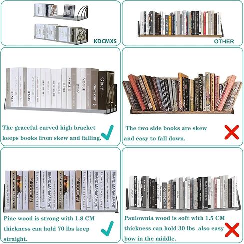 Floating Book Shelves for Wall Set of 2,Large 31.5×7.9 inch Rustic Floating Shelves,Rustic Brown Floating Bookshelf,Hanging Bookshelves for Wall, Farmhouse,Laundry Room,Bedroom,Kitchen. in Saudi Arabia
