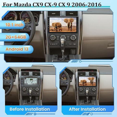[2+64G] Android 13 Car Stereo for Mazda CX9 CX-9 CX 9 2006-2016 -10.1 inch HD Touchscreen EQ Audio - Wireless Carplay & Android Auto, Mirror Link, FM/RDS Radio, WiFi, GPS + AHD Backup Camera + Canbus in Saudi Arabia