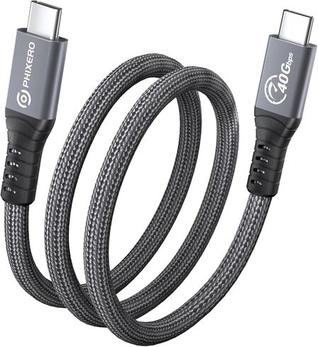 كابل PHIXERO USB 4 متوافق مع Thunderbolt 3/4، كابل Thunderbolt 4 ذو الزاوية اليمنى، كابل USB C إلى USB C بقوة 100 واط، يدعم شاشة 8K أو شاشة 4K مزدوجة مزامنة بيانات 40 جيجابت في الثانية لـ Thunderbolt 4/3، USB C [1FT] in Saudi Arabia
