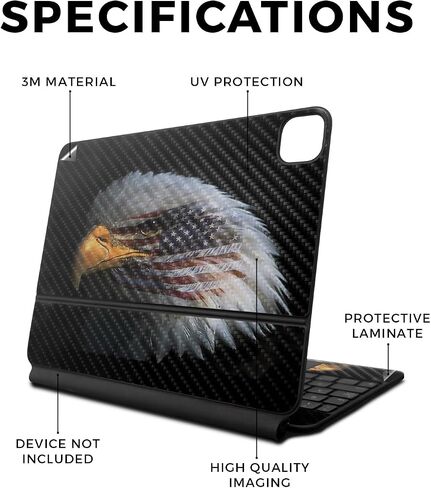 Carbon Fiber Skin Compatible with Apple Magic Keyboard for iPad Air 11-inch (M2) 2024 - Eagle Eye - Premium 3M Vinyl Protective Wrap Decal Cover - Easy to Apply | Crafted in The USA by MightySkins in Saudi Arabia