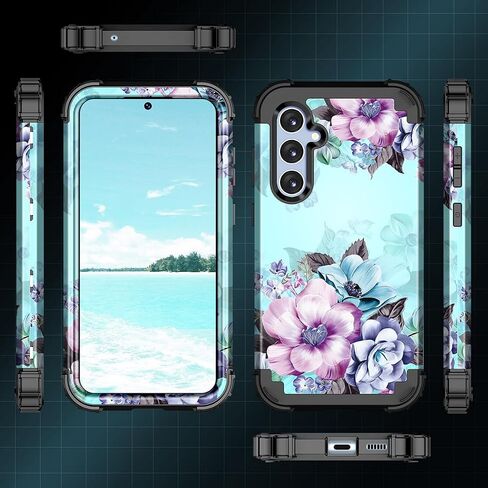 Casetego متوافق مع حافظة Galaxy S24 5G، ثلاث طبقات شديدة التحمل وقوية ومضادة للصدمات وحماية كاملة للجسم من البولي كربونات الصلب + حافظة ناعمة من مادة TPU لهاتف Samsung Galaxy S24 6.2 بوصة 2024، فراشة in Kuwait