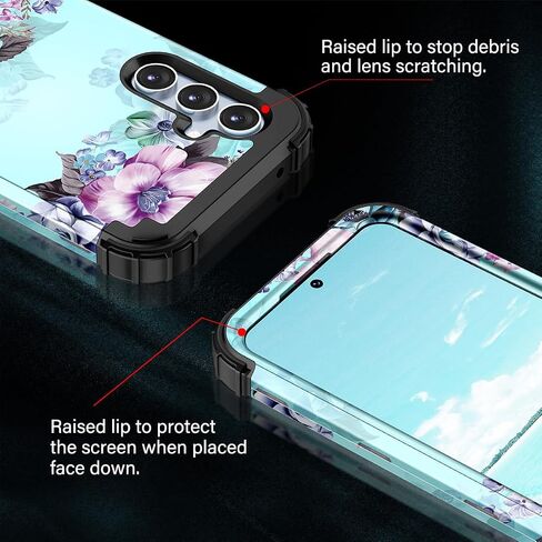 Casetego متوافق مع حافظة Galaxy S24 5G، ثلاث طبقات شديدة التحمل وقوية ومضادة للصدمات وحماية كاملة للجسم من البولي كربونات الصلب + حافظة ناعمة من مادة TPU لهاتف Samsung Galaxy S24 6.2 بوصة 2024، فراشة in Kuwait