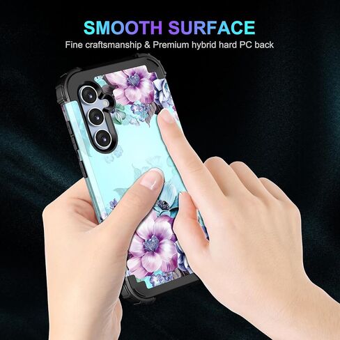 Casetego متوافق مع حافظة Galaxy S24 5G، ثلاث طبقات شديدة التحمل وقوية ومضادة للصدمات وحماية كاملة للجسم من البولي كربونات الصلب + حافظة ناعمة من مادة TPU لهاتف Samsung Galaxy S24 6.2 بوصة 2024، فراشة in Kuwait