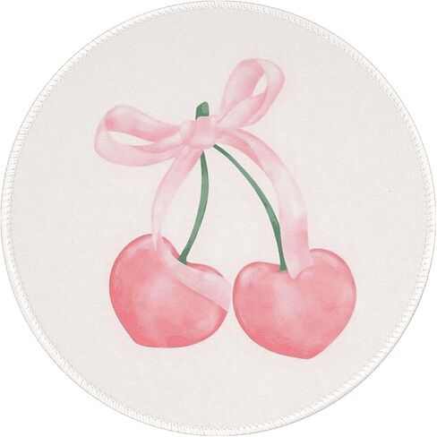 Cute Round Travel Mouse Pad Pink Bow Cherry Mousepad for Laptop Wireless Mouse Aesthetic Kawaii Office Desk Accessories Small Computer Mouse Pads for Desk Mini Mouse Pad, Bow Cherry in Kuwait