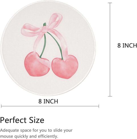 Cute Round Travel Mouse Pad Pink Bow Cherry Mousepad for Laptop Wireless Mouse Aesthetic Kawaii Office Desk Accessories Small Computer Mouse Pads for Desk Mini Mouse Pad, Bow Cherry in Kuwait