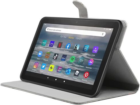 حافظة لجهاز Amazon Kindle Fire HD 8 & 8 Plus Tablet الجيل الثاني عشر/العاشر إصدار 2022/2020، غطاء خلفي نحيف ذو حامل ثلاثي الطي مع خاصية التنبيه/النوم التلقائي، لمحبي الكتب in Kuwait