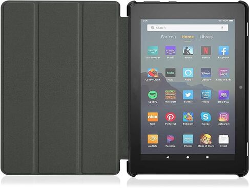 حافظة لجهاز Amazon Kindle Fire HD 8 & 8 Plus Tablet الجيل الثاني عشر/العاشر إصدار 2022/2020، غطاء خلفي نحيف ذو حامل ثلاثي الطي مع خاصية التنبيه/النوم التلقائي، لمحبي الكتب in Kuwait