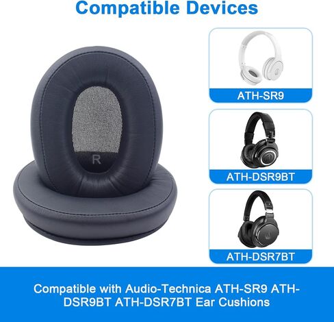 وسائد أذن بديلة متوافقة مع سماعات الأذن Audio-Technica ATH-SR9 ATH-DSR9BT ATH-DSR7BT، وسائد أذن لسماعات الرأس، وأغطية أذن من الجلد البروتيني الناعم، وأغطية للأذن in Kuwait