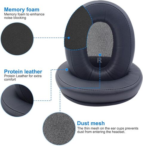 وسائد أذن بديلة متوافقة مع سماعات الأذن Audio-Technica ATH-SR9 ATH-DSR9BT ATH-DSR7BT، وسائد أذن لسماعات الرأس، وأغطية أذن من الجلد البروتيني الناعم، وأغطية للأذن in Kuwait
