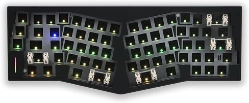 Glacier Weikav Record Alice V2, 68% Split Layout, Wireless/Wired, Dual Space Bar, Detachable USB-C, Hot Swappable, RGB, DIY Keyboard Barebone Kit, CNC Aluminum Case (Silver, Standard Cable) in Saudi Arabia