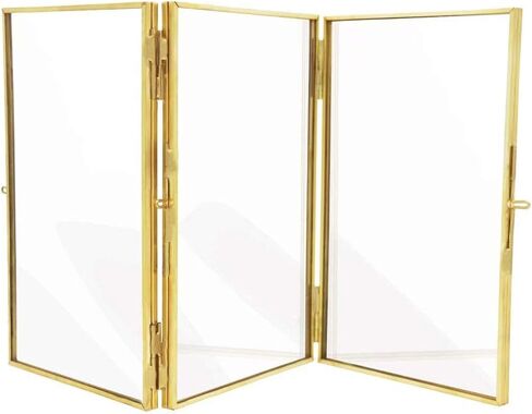 N / A 3 إطارات صور نحاسية عائمة 4x6 ذهبية ثلاثية 4x6 قابلة للطي، 3 طيات مفتوحة، إطار صور كلاسيكي معدني مضغوط، الزفاف، الذكرى السنوية، تدفئة المنزل، هدايا الأحداث in Saudi Arabia