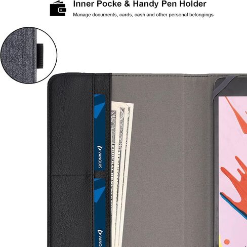 Universal Tablet Case, Protective Cover Stand Folio Case for 7-8 Inch Android Touchscreen Tablet, with 360 Degree Rotatable Kickstand and Multiple Viewing Angles (Black Grey) in Saudi Arabia