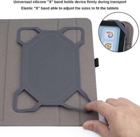 Universal Tablet Case, Protective Cover Stand Folio Case for 7-8 Inch Android Touchscreen Tablet, with 360 Degree Rotatable Kickstand and Multiple Viewing Angles (Black Grey) in Saudi Arabia