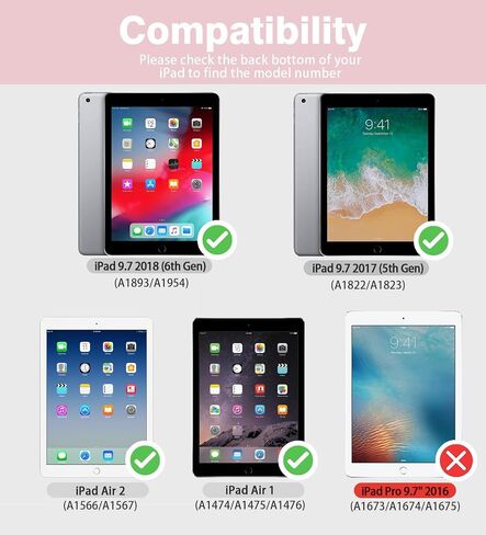 Rotating Case for iPad 9.7 inch 6th/5th (2018/2017), and iPad Air 2 with Auto Sleep/Wake, Unicorn in Saudi Arabia