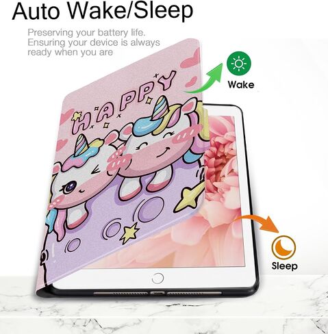 Rotating Case for iPad 9.7 inch 6th/5th (2018/2017), and iPad Air 2 with Auto Sleep/Wake, Unicorn in Saudi Arabia