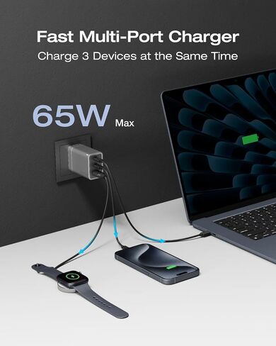 شاحن EF ECOFLOW RAPID بقدرة 20 وات GaN USB C مع كابل، قابس كتلة شحن سريع من النوع C متوافق بسرعة مع iPhone 15/15 Pro/14/14 Pro Max/13 وGalaxy وiPad in Kuwait