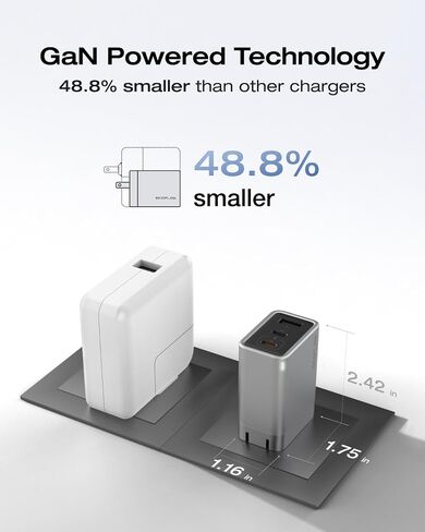 شاحن EF ECOFLOW RAPID بقدرة 20 وات GaN USB C مع كابل، قابس كتلة شحن سريع من النوع C متوافق بسرعة مع iPhone 15/15 Pro/14/14 Pro Max/13 وGalaxy وiPad in Kuwait