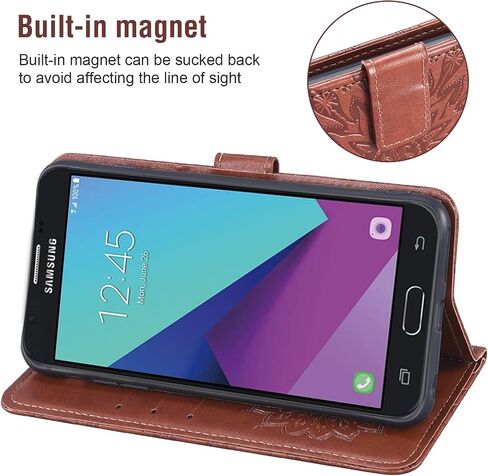 Phone Case for Samsung Galaxy J7 Prime 2017 J 7 Skypro Sky Pro J7V V S727VL Wallet with Tempered Glass Screen Protector Leather Flip Cover Card Holder Cell Glaxay Halo 7J Perx J7prime Women Purple in Saudi Arabia