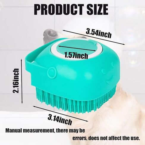 فرشاة استحمام للكلاب - فرشاة استحمام للكلاب من السيليكون الناعم مع موزع صابون وشامبو، فرشاة تدليك حمام للعناية بالحيوانات الأليفة للكلاب والقطط ذات الشعر القصير والطويل، باللون الأزرق in Kuwait