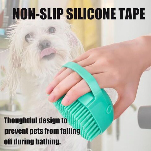فرشاة استحمام للكلاب - فرشاة استحمام للكلاب من السيليكون الناعم مع موزع صابون وشامبو، فرشاة تدليك حمام للعناية بالحيوانات الأليفة للكلاب والقطط ذات الشعر القصير والطويل، باللون الأزرق in Kuwait