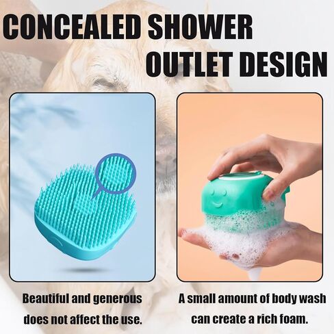 فرشاة استحمام للكلاب - فرشاة استحمام للكلاب من السيليكون الناعم مع موزع صابون وشامبو، فرشاة تدليك حمام للعناية بالحيوانات الأليفة للكلاب والقطط ذات الشعر القصير والطويل، باللون الأزرق in Kuwait