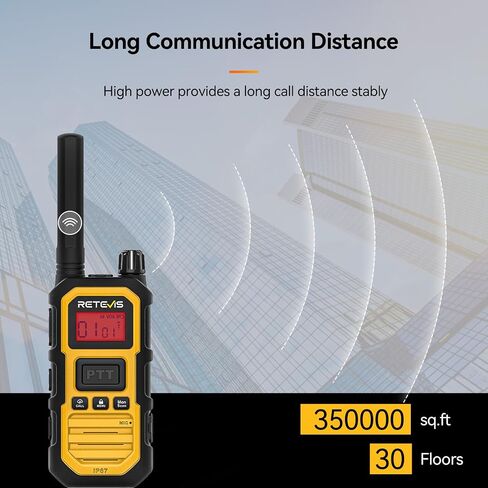 راديو Retevis RB48P ثنائي الاتجاه طويل المدى، IP67 مقاوم للماء للبالغين، 5 وات GMRS، مقاوم للصدمات، 2000 مللي أمبير، NOAA، تنبيه الاهتزاز، إنذار للطوارئ، راديو ثنائي الاتجاه قابل لإعادة الشحن in Kuwait