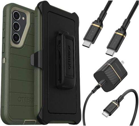 حزمة OtterBox Galaxy S23 Plus (فقط): - حافظة سلسلة Defender - Lichen The Trek (أخضر) - مشبك الحافظة متضمن - حماية دفاعية ميكروبية - طقم شحن حائط USB-C إلى USB-C، 20 وات. in Saudi Arabia