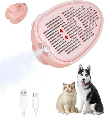 Cat Steam Brush, 3 in 1 Cat Brush for Shedding with Release Button and Tank, Anti-Static Dog Brush for Shedding, Skin Friendly, Removing Loose hair & Tangles, Grooming Tools for Pets(Blue) in Saudi Arabia