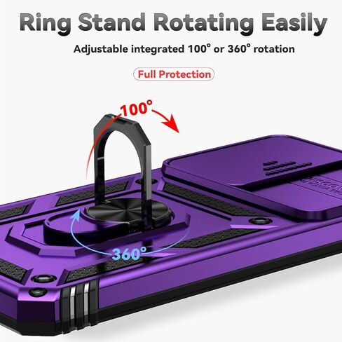 for Samsung Galaxy S24 FE Case with Slide Camera Cover HD Screen Protector [Military Grade 16ft. Drop Tested] Magnetic Ring Holder Kickstand Protective Phone Case for Galaxy S24 FE 5G 2024, Black in Kuwait