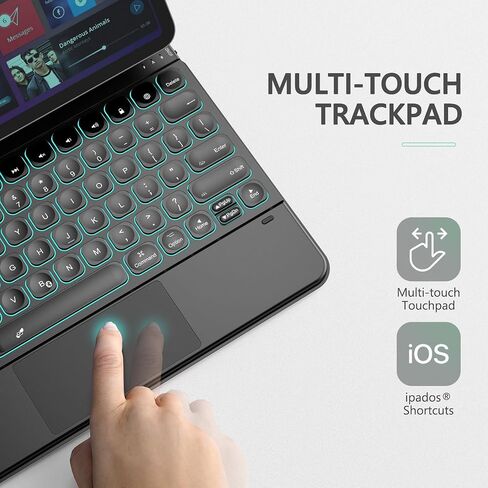 حافظة لوحة مفاتيح مغناطيسية بحامل ناتئ عائم متوافقة مع iPad Pro 12.9، حافظة iPad مع اختصارات iPadOS، لوحة تتبع متعددة اللمس، إضاءة خلفية 7 ألوان، بطارية 800 مللي أمبير، اتصال بلوتوث 5.2 (أسود) in Saudi Arabia