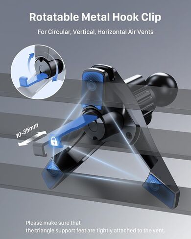 YOSH Car Phone Holder, 2024 Air Vent Car Phone Mount Big Phone Friendly with Rotatable Metal Hook & Triangle Support, Stable Universal Mobile Phone Mount for iPhone 16 15 14 13 12 Pro Max Samsung S24 in Saudi Arabia