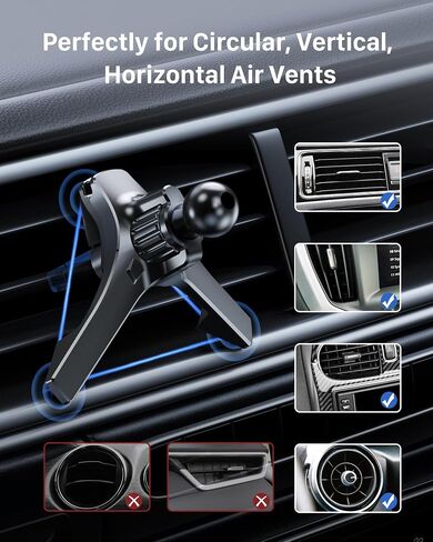 YOSH Car Phone Holder, 2024 Air Vent Car Phone Mount Big Phone Friendly with Rotatable Metal Hook & Triangle Support, Stable Universal Mobile Phone Mount for iPhone 16 15 14 13 12 Pro Max Samsung S24 in Saudi Arabia
