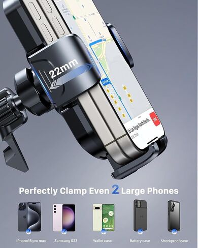 YOSH Car Phone Holder, 2024 Air Vent Car Phone Mount Big Phone Friendly with Rotatable Metal Hook & Triangle Support, Stable Universal Mobile Phone Mount for iPhone 16 15 14 13 12 Pro Max Samsung S24 in Saudi Arabia