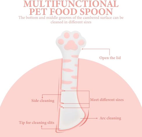 ULTECHNOVO 2pcs Home Accessory Portable Mixing Food Storage Cat Rabbit Dog Can Silicone Small Paw Short Spoon Spatula Opener Tableware Feeder Adorable and Feeding Multi- Functional Cats Wet in Kuwait