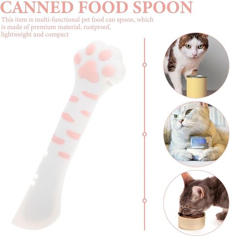 ULTECHNOVO 2pcs Home Accessory Portable Mixing Food Storage Cat Rabbit Dog Can Silicone Small Paw Short Spoon Spatula Opener Tableware Feeder Adorable and Feeding Multi- Functional Cats Wet in Kuwait