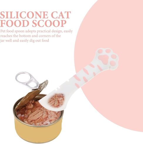 ULTECHNOVO 2pcs Home Accessory Portable Mixing Food Storage Cat Rabbit Dog Can Silicone Small Paw Short Spoon Spatula Opener Tableware Feeder Adorable and Feeding Multi- Functional Cats Wet in Kuwait