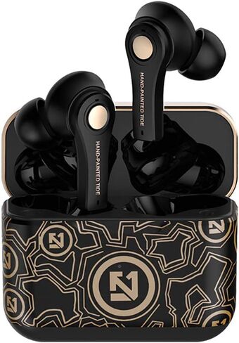 Wireless Headset,Earbuds Bluetooth 5.0 Mini in Ear Automatic Pairing Earphones Bicolor Hand Painted Handsfree Headset. (Black) in Saudi Arabia