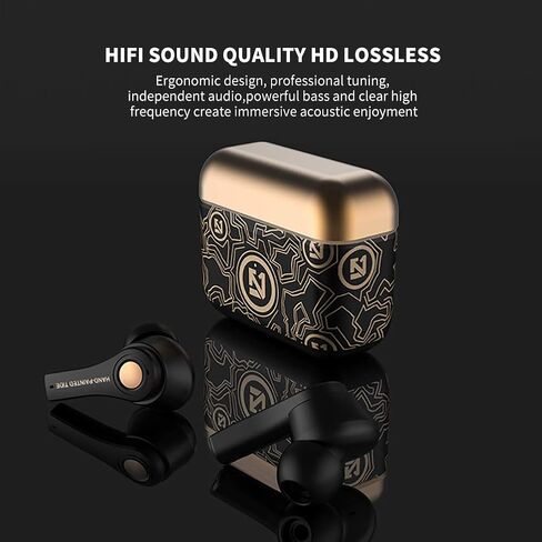 Wireless Headset,Earbuds Bluetooth 5.0 Mini in Ear Automatic Pairing Earphones Bicolor Hand Painted Handsfree Headset. (Black) in Saudi Arabia