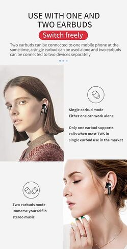 Wireless Headset,Earbuds Bluetooth 5.0 Mini in Ear Automatic Pairing Earphones Bicolor Hand Painted Handsfree Headset. (Black) in Saudi Arabia